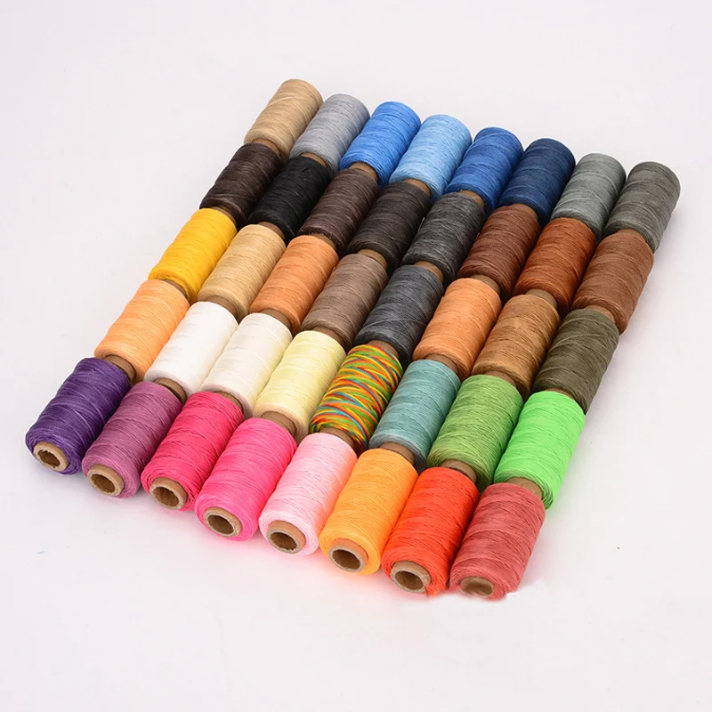 4PCS 30M Flat Waxed Thread Cord Leather Sewing for DIY Handicraft Tool Hand Wax Stitching Repair Cord Durable Polyester Leather