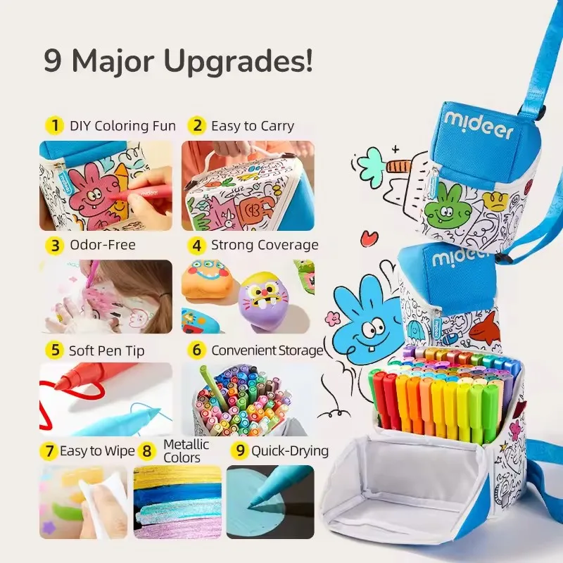 Zestaw markerów akrylowych Mideer do graffiti, mocne kolory, bezwonny, miękka końcówka, szybkoschnące, łatwe do wymazywania, gładkie i równomierne pisaki do malowania dla dzieci.