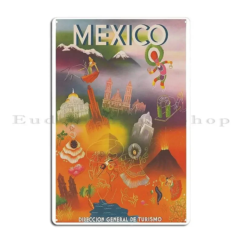 Mexico Retro Vintage Travel Poster Metal Sign Personalized Classic Plaques Party Print Tin Sign Poster
