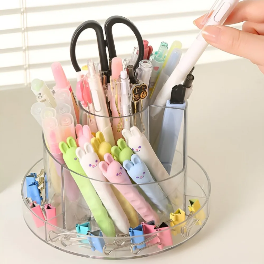 360°Rotating Pen Storage Box Multi-function Simple Makeup Brushes Holder Tabletop Storage Home Office Stationery Organizer