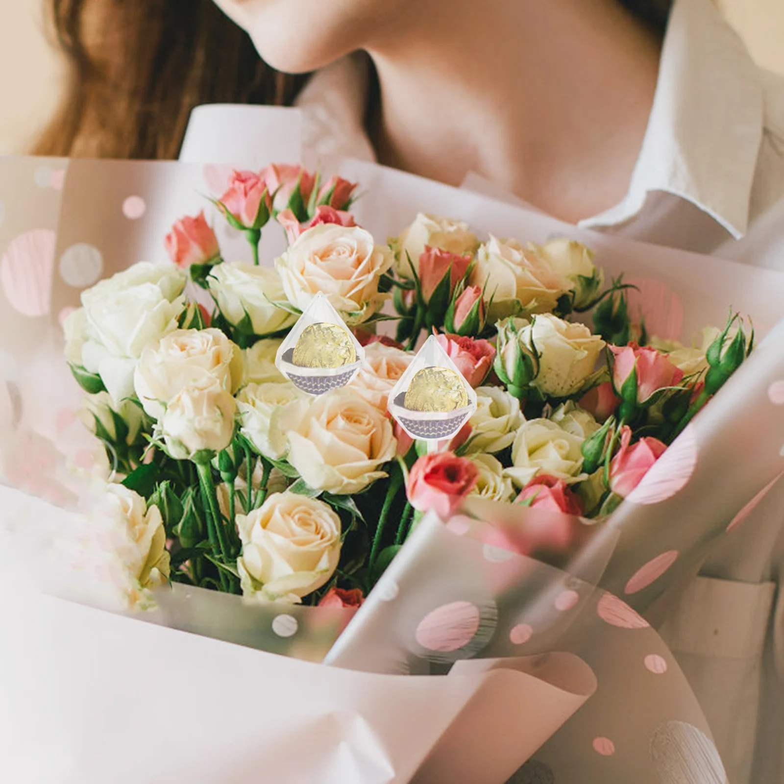 

80Pcs Acrylic Cup Decorative Chocolate Ball Holder DIY Candy Bouquet Base for Birthday Celebration Romantic Event Packaging