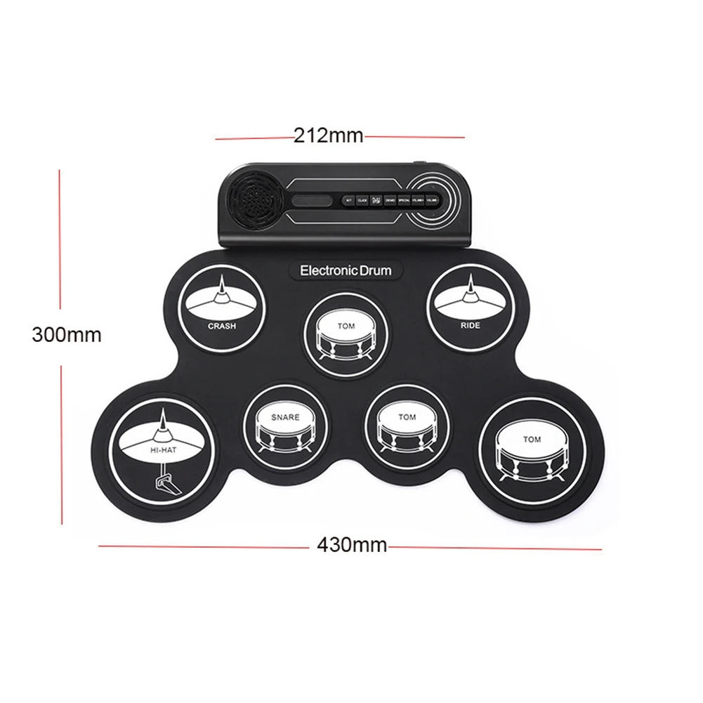 NEWABKG Electric Drum Set Built-In Speaker Kids Portable Roll Up Drum Machine Electronic Drum Pads With 2 Foot Pedals,