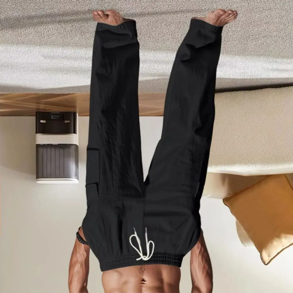 

Мужские льняные брюки, льняные широкие брюки с завязками на талии, повседневные брюки, свободные летние пляжные брюки для йоги, повседневные мешковатые брюки