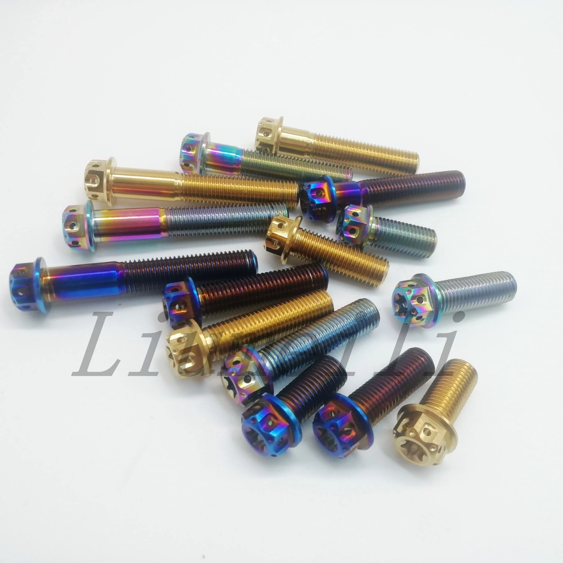 Perno Liumeili de titanio Ti M10x23 30 40 50 60mm paso 1,25mm tornillo de cabeza Torx con brida con cabeza de orificio para motocicleta
