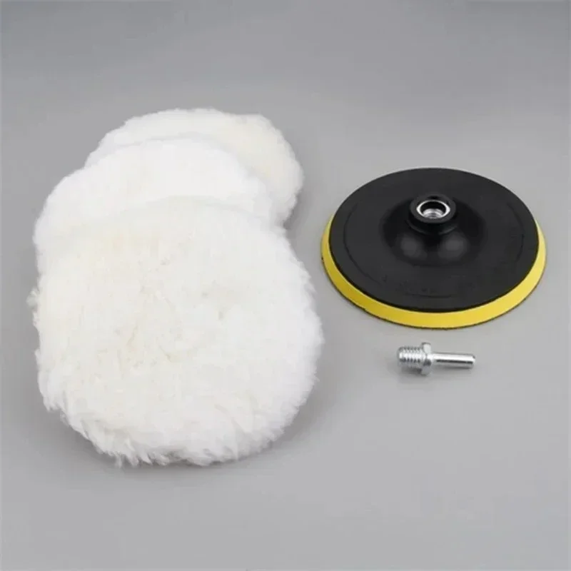 5Pcs 3 Inch Wool Car Polishing Pad Set For Polisher Machine Waxing Polishing Buffing Sponge Disk Auto Paint Care Polisher Gadget