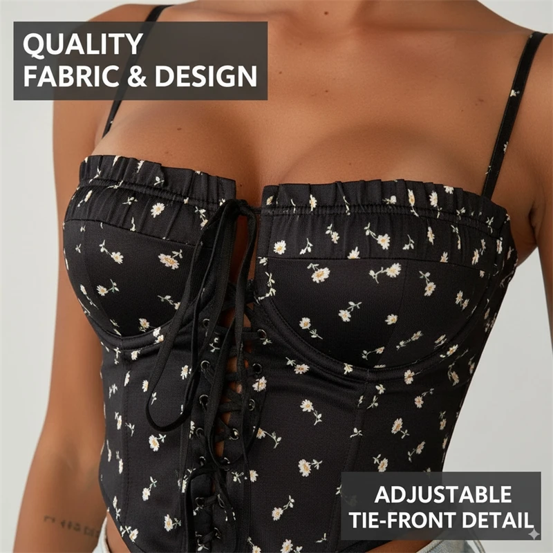 セクシーな水玉模様のレースアップクロップトップ、女性用ノースリーブバックレススリムフィットパーティーベスト、2025年Y2Kクラブウェアブラウス