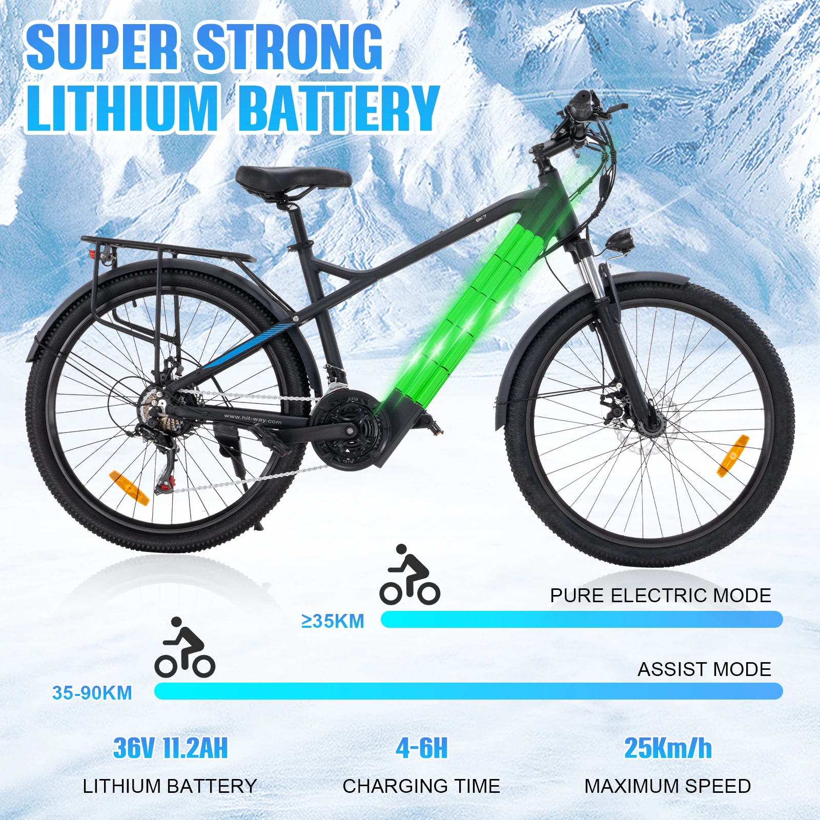 EU warehouse long range 35-90km Powerful e-bike large tire 26