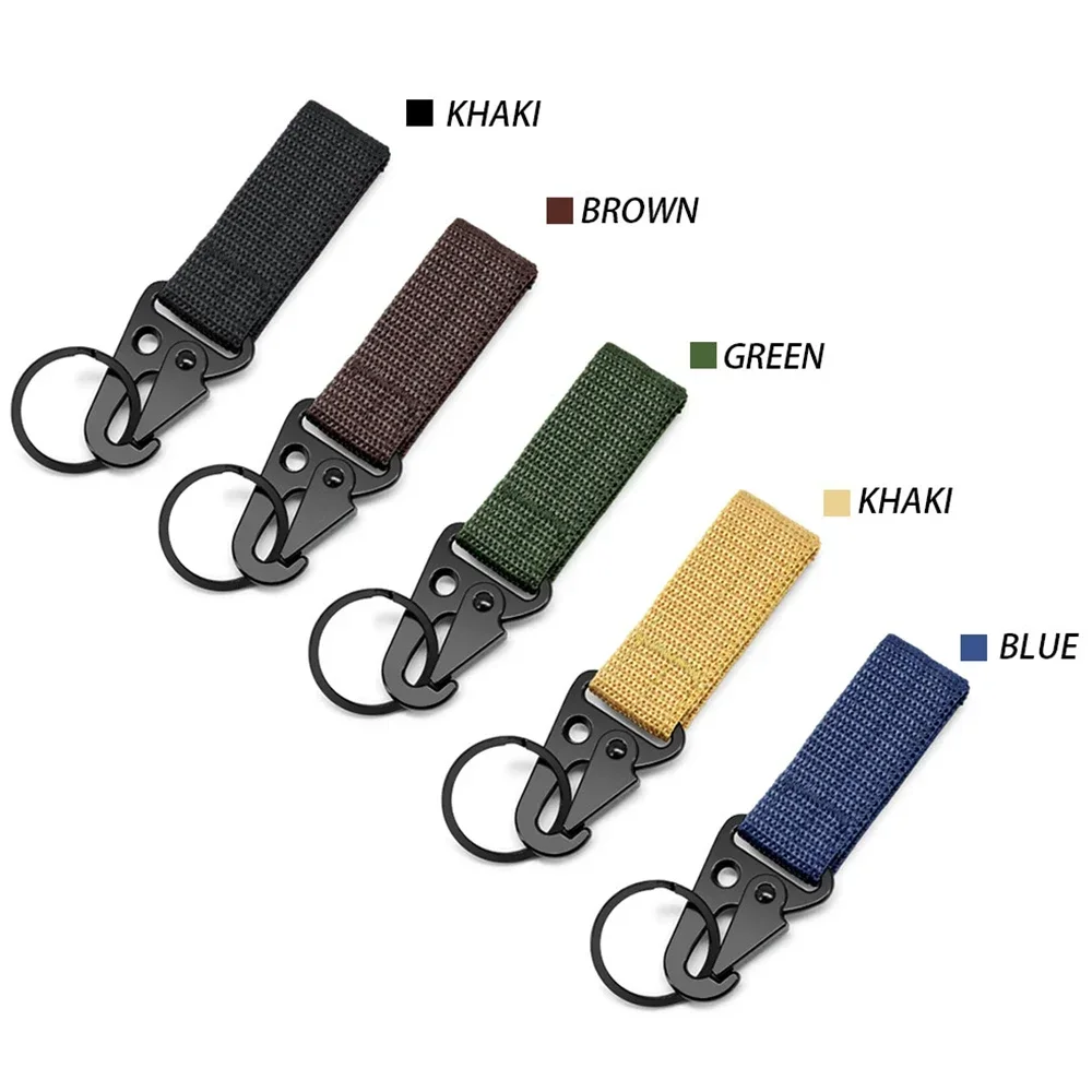 Men Belt Nylon Webbing Multi-Function Outdoor Tactical Nylon Webbing Belt Key Hang Buckle Mountaineering Portable Eagle Hook