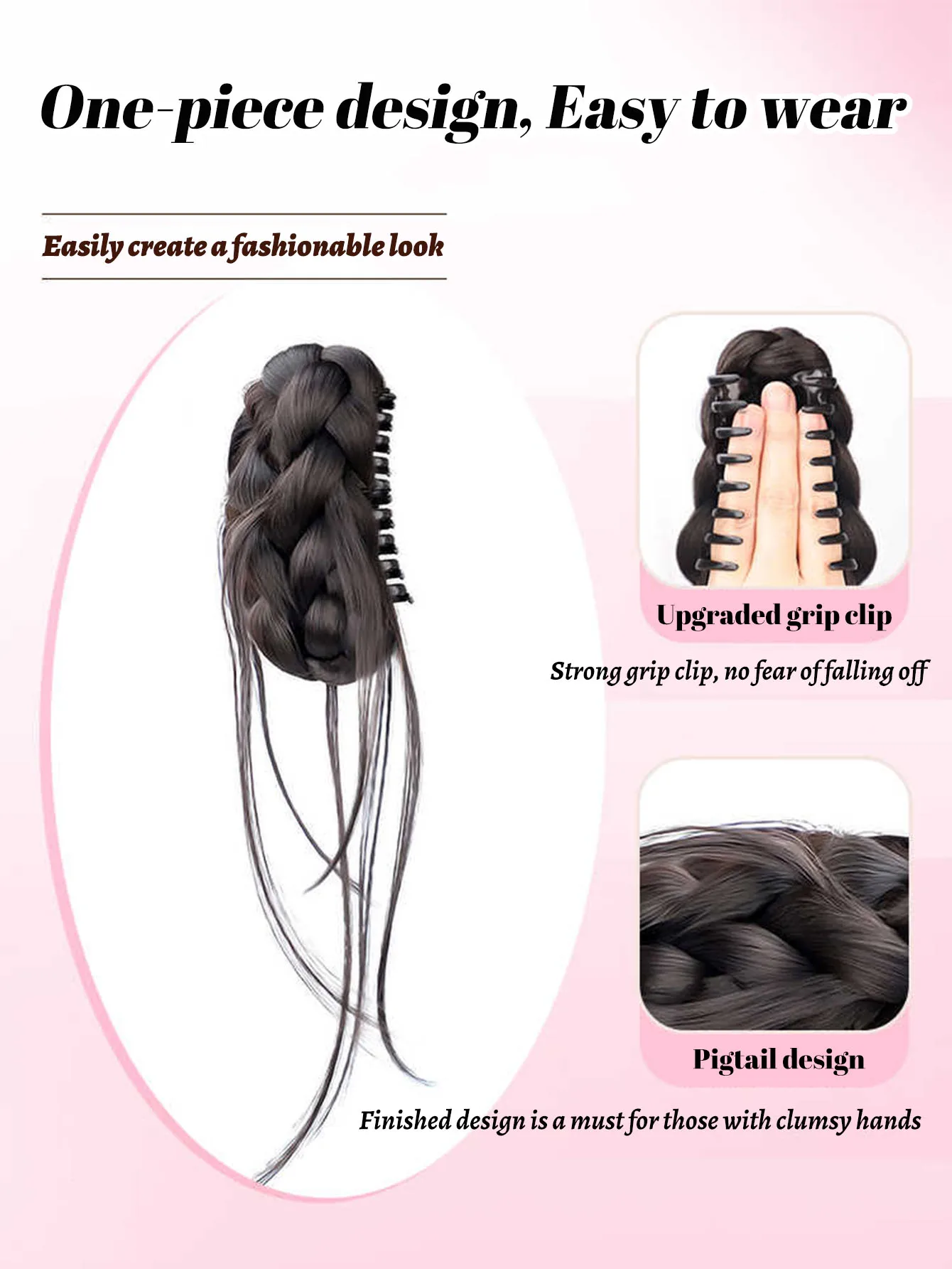 OLACARE 合成乱雑な巻き爪おだんごヘアシニヨンヘアエクステンションシュシュ偽偽毛尾付き女性のためのひげ三つ編み