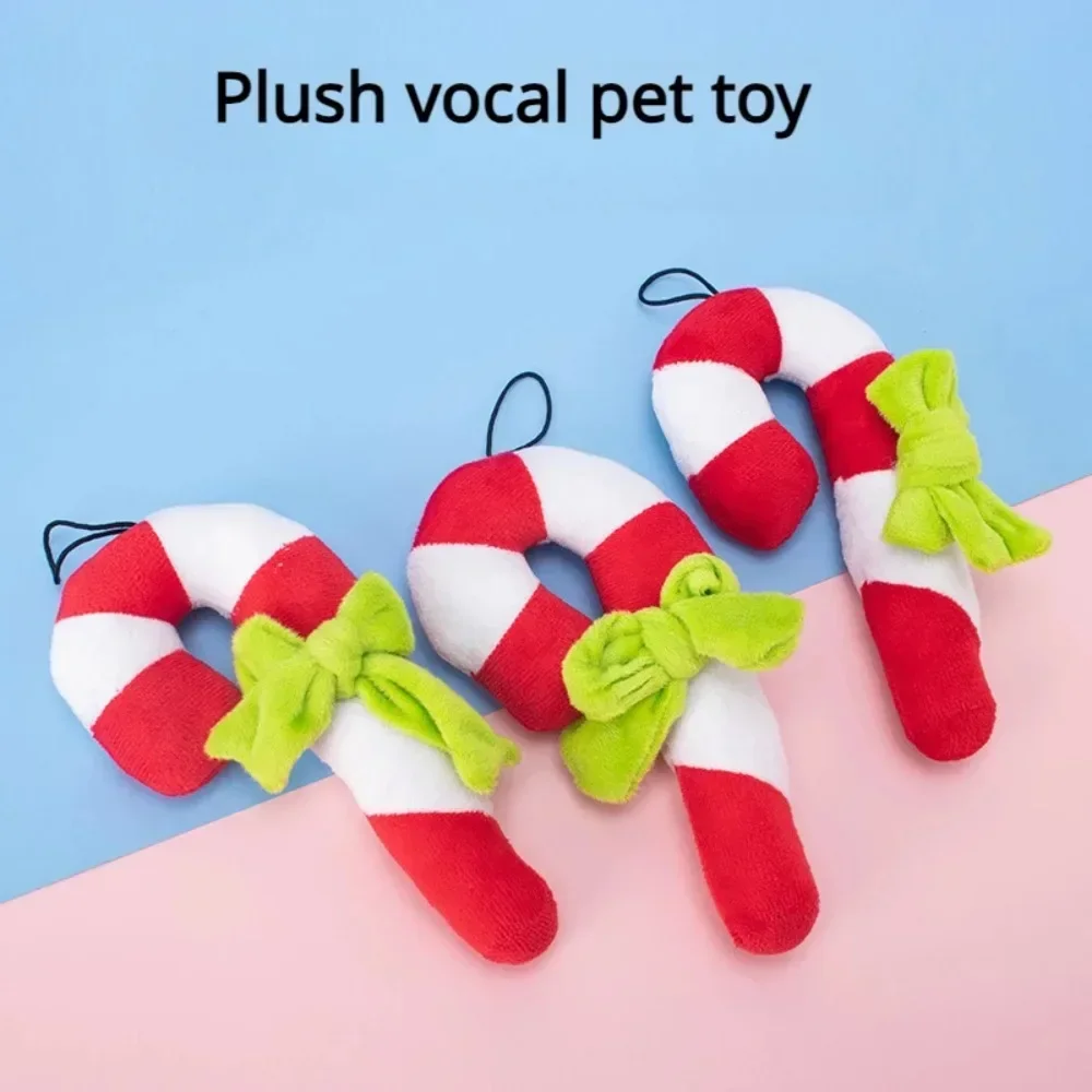 Candy Cane Crutch Shape Chew Bite-Resistant Donuts Pet Toy, Training Tool, Teether Cleaning, Bite-resistant, Christmas