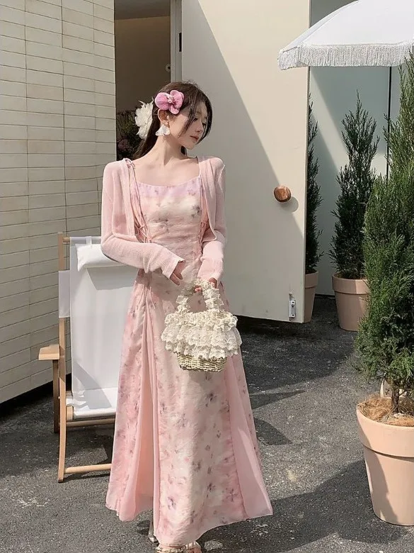 

plus Size Floral Print Dstring Strapl Dr Women's Spring Summer New Chinese Sle Slimming oulder awl Top Trendy