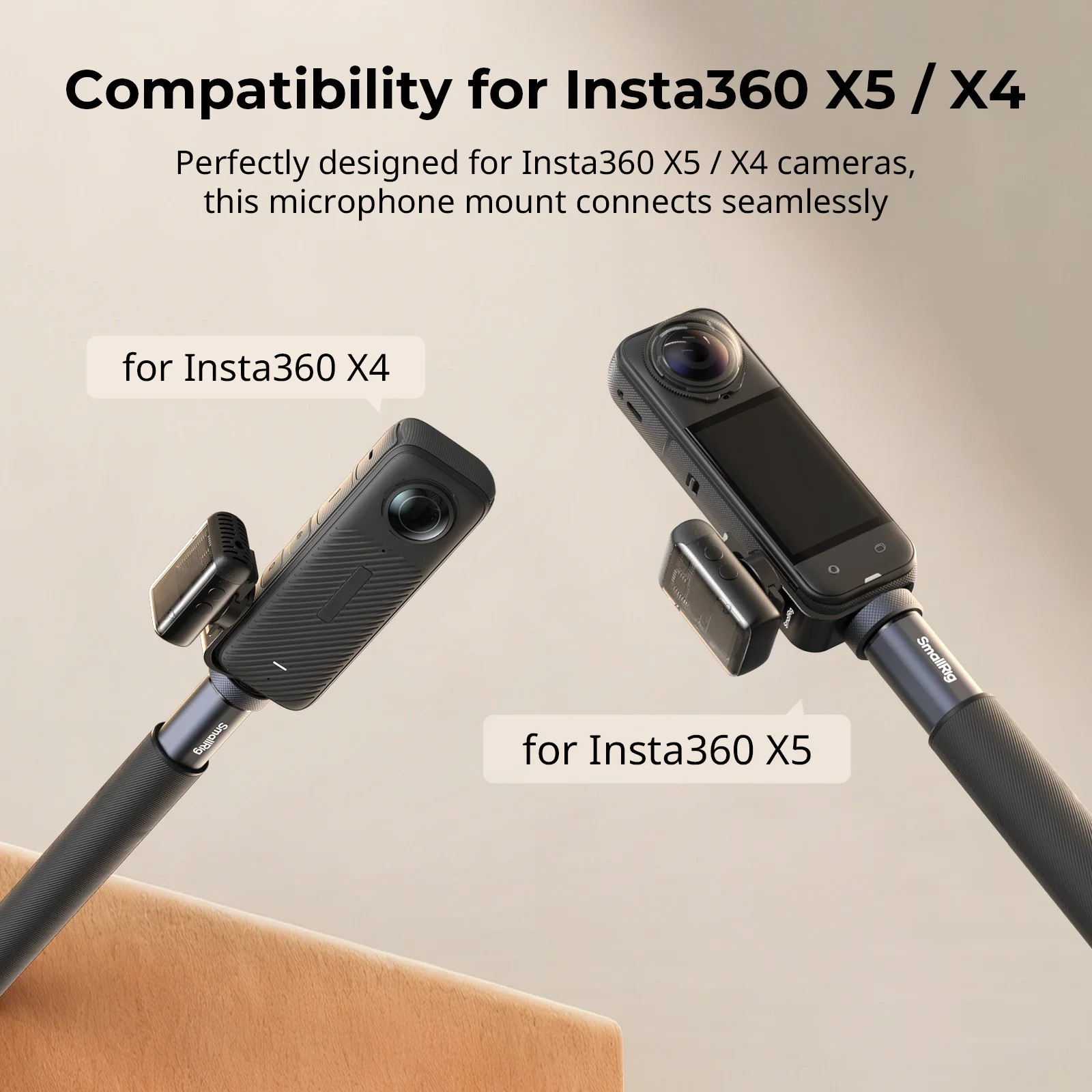 دعم حامل الحذاء البارد SmallRig لجهاز Insta360 X4 / X5 لجهاز إرسال DJI Mic 3، 360 ° التصوير باستخدام كابل محول الصوت -5825 #3