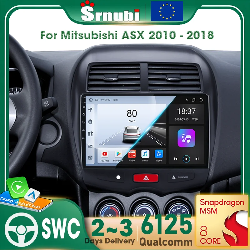 Système multimédia pour Mitsubishi ASX 1 2010-2018, autoradio avec GPS, Android Auto, Carplay, UIS6125, WIFI 5 GHz, EQ, ventilateur de refroidissement intégré, écran QLED, autoradio 2 Din, écran tactile, caméra de recul, accessoires Plug and Play