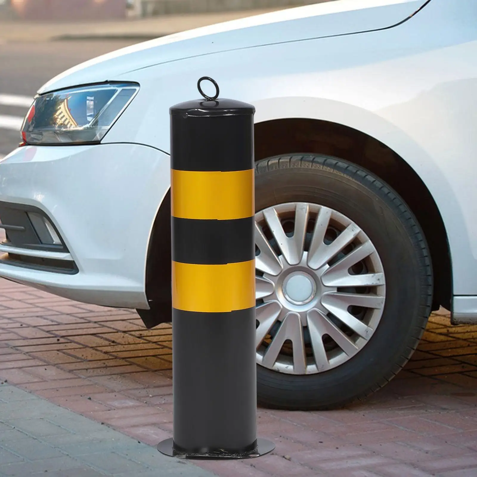 Safe Bollard Post 50cm H Protection Metal Accessories Parking Barrier for Parking Sidewalks Supermarkets Road Intersections
