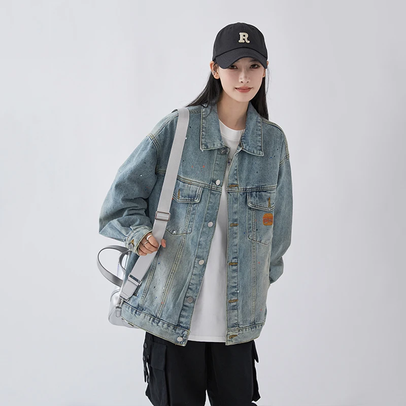 Women Jackets Autumn Korean Preppy Style Single Breasted Lapel All-match Daily Simple Blocking Outwear Baggy Advanced Retro