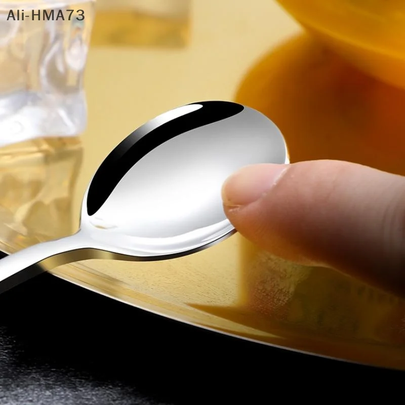 (YY) 1 قطعة 2025 جديد 304 ملاعق الفولاذ المقاوم للصدأ ملاعق الآيس كريم مقبض طويل ملاعق القهوة اثارة ملاعق أواني المطبخ