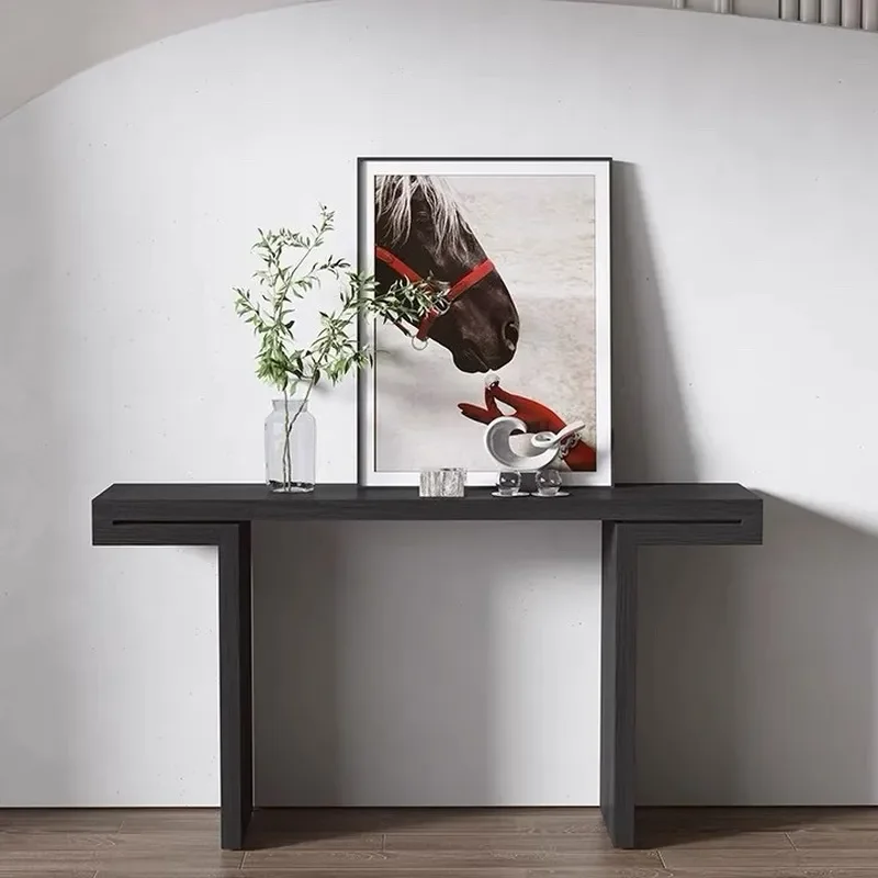 New Chinese Style Solid Wood Ash Entrance Table Against Wall Simple Modern Light Luxury Extremely Narrow Bar Table