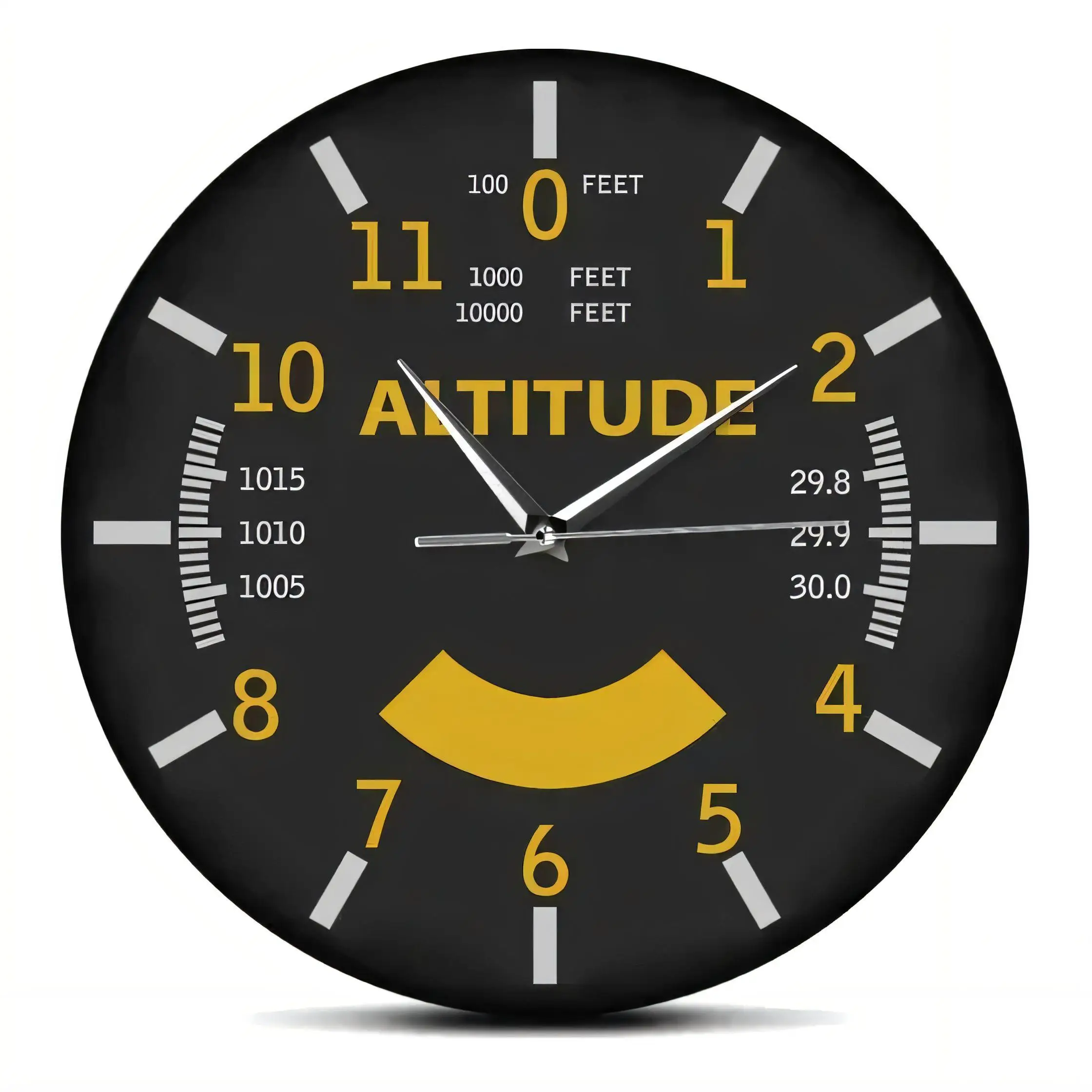 Vintage  Wall Clock Aircraft Altimeter Style Silent Non Ticking Battery Operated Decorative Home Office Art Gift