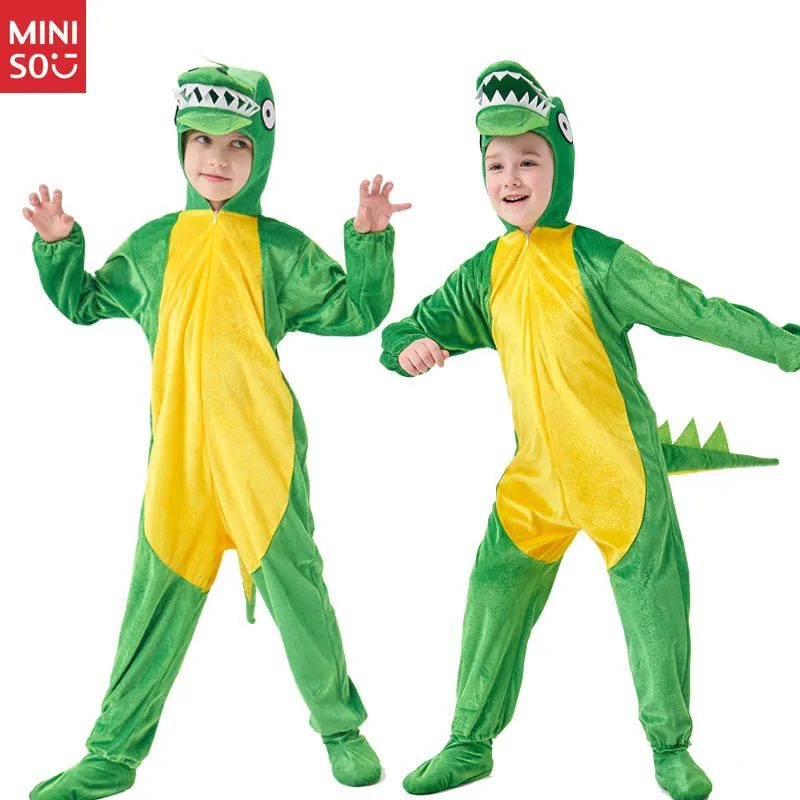 

Miniso Kids Dinosaur Costume, Green Animal Cosplay Outfit for Boys & Girls