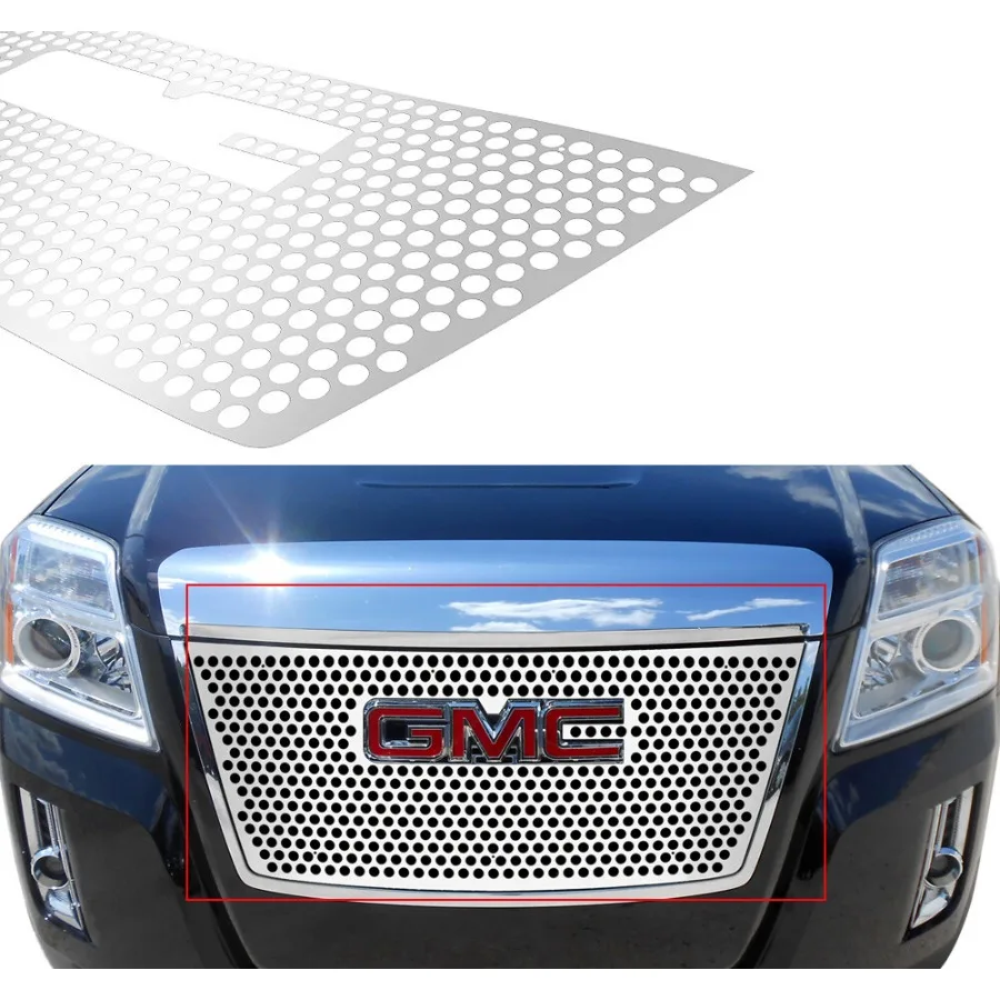 

Подходит для 2010-2015 GMC Terrain Верхняя вставка решетки из нержавеющей стали и серебра для лазерной резки