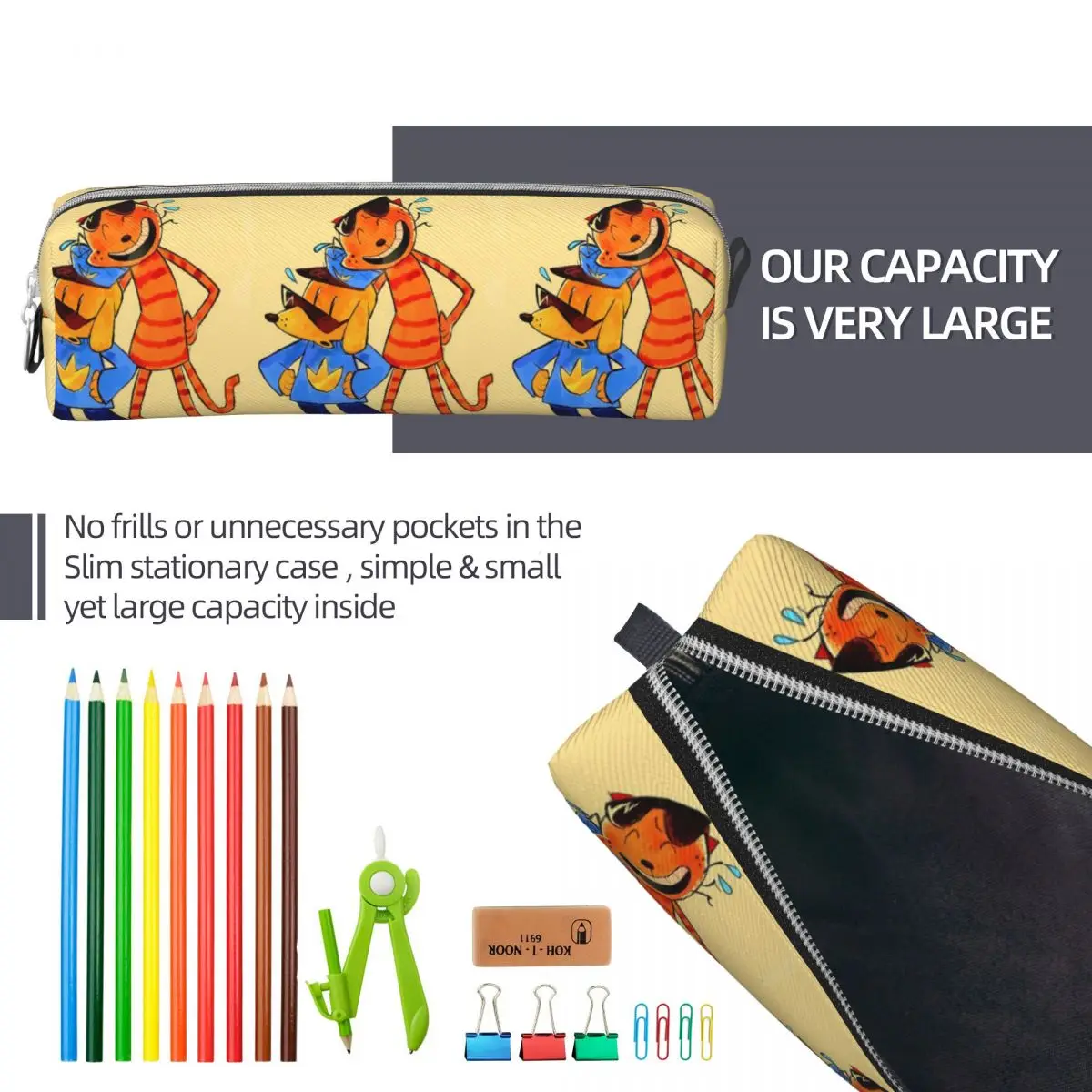 الكلب رجل ليل بيتي والكبير بيتي مروحة الفن مقلمة أكياس القلم صندوق القلم للبنين بنات مدرسة مكتب قلم رصاص الحقيبة حقيبة مستحضرات التجميل