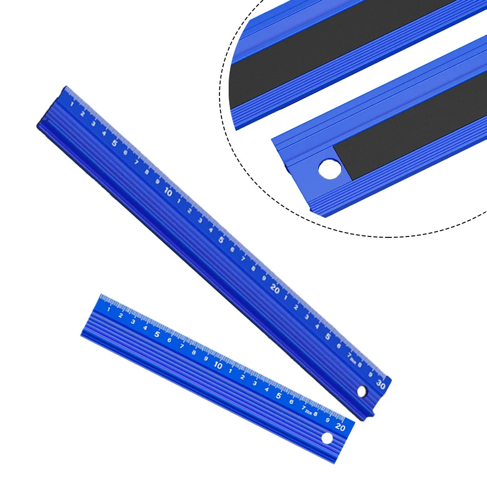 Straight Straight Scale Ruler New Blue Aluminum Alloy Calibration Ruler Anti Slip Multi-function Protective Ruler School