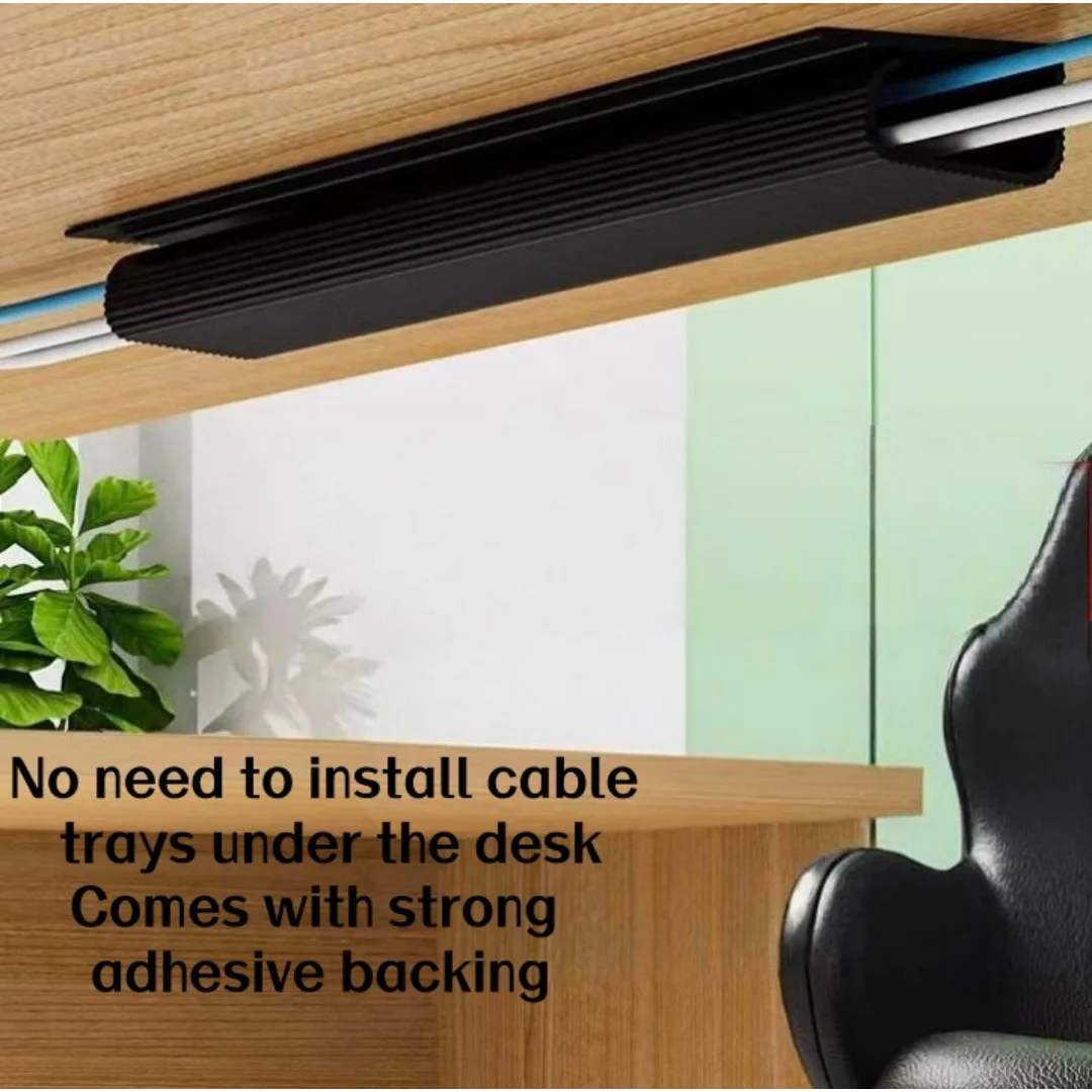 Escritorio para Esports, caja para cables, bandeja para cables debajo de la mesa, escritorio de oficina, escritorio para computadora, quilla, conducto para cables, conducto para cables sin perforación