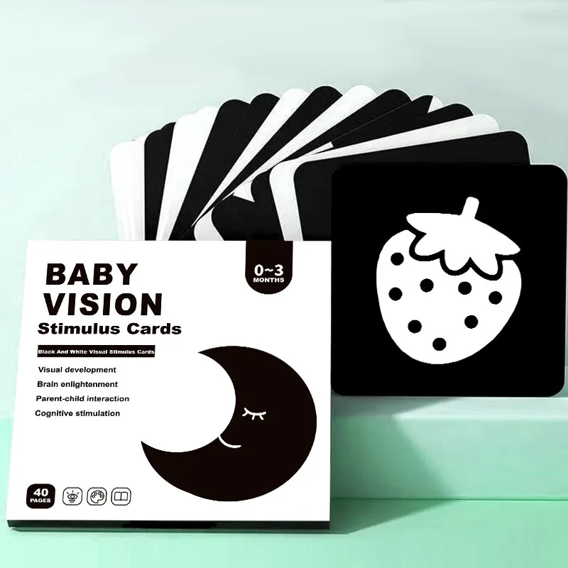 Cartes de Stimulation visuelle pour bébé, carte Flash Montessori à contraste élevé, cadeau pour nourrissons, livres de Cognition pour enfants, livres anglais