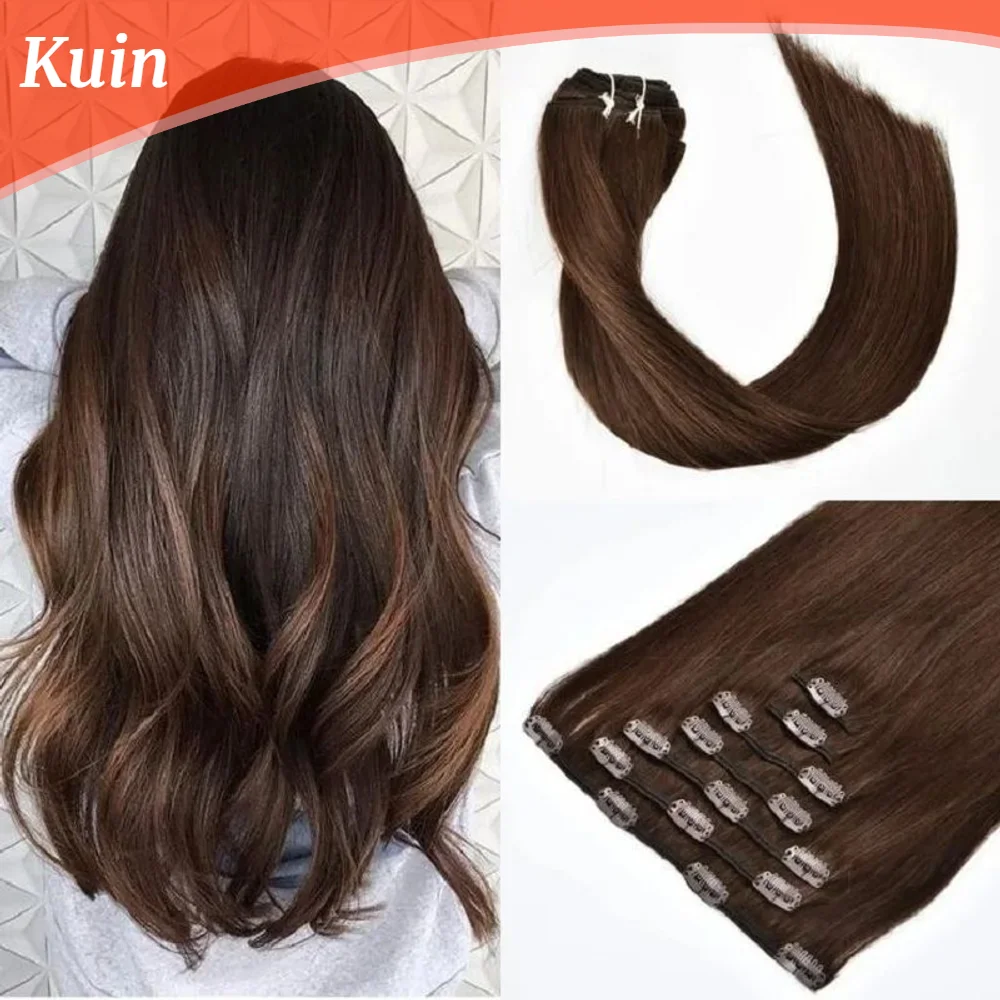 Clip In Human Hair Extensions Brazilian Remy Straight Human Fusion Hair Natural Black Color 12inch-24inch 7PC/Set Full Head