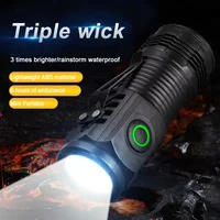 Mini lampe de poche LED Portable 3LED, lumière Ultra forte, batterie intégrée Rechargeable par USB avec Clip pour stylo 3
