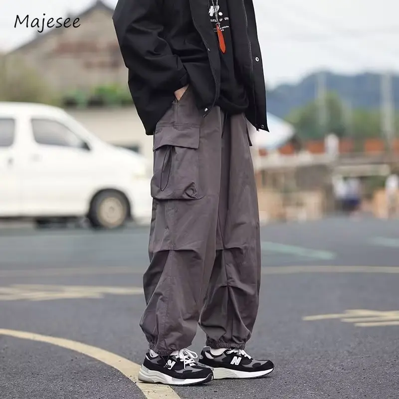 

Pants Men Sporty Daily All-match Chic Steady Japanese Style Cool Modern Straight Youthful Trendy High Street Streetwear Simple