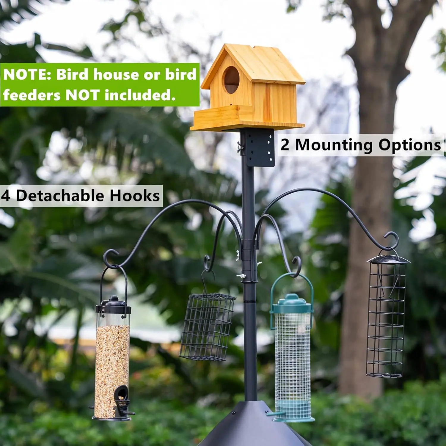 92 Inch Bird House Pole for Garden,  Bird Feeder Poles with Squirrel Proof Baffle 4 Shepherd Hooks