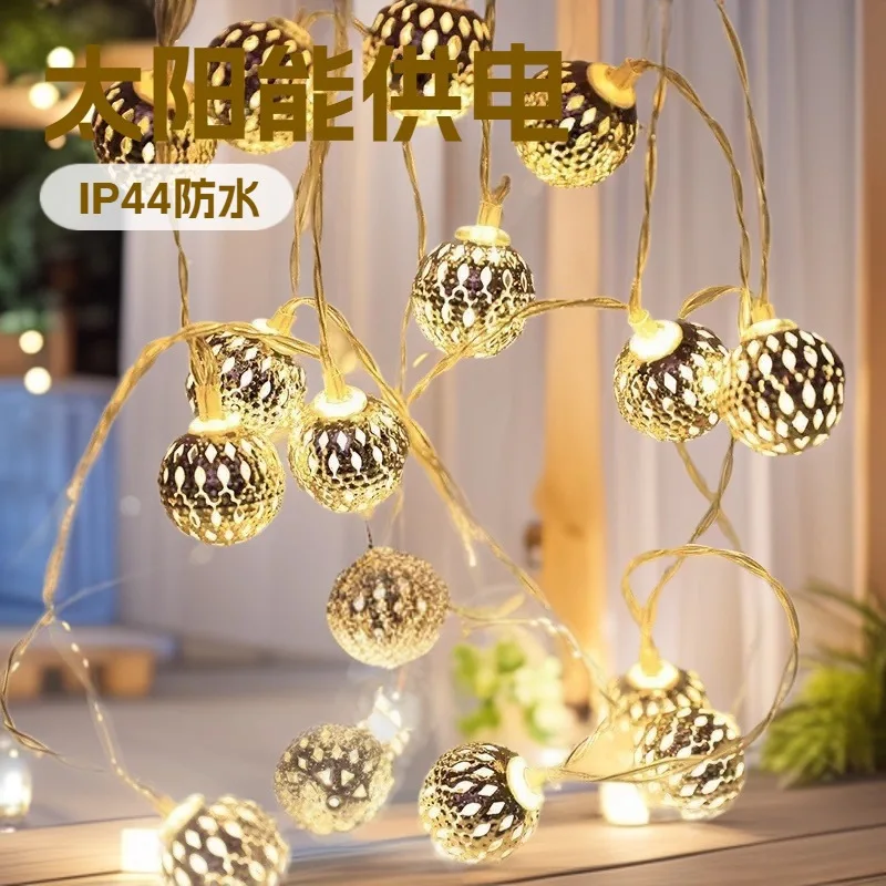 Led Solar Hollow Moroccan Ball String Outdoor Garden Lights Decorative Lights