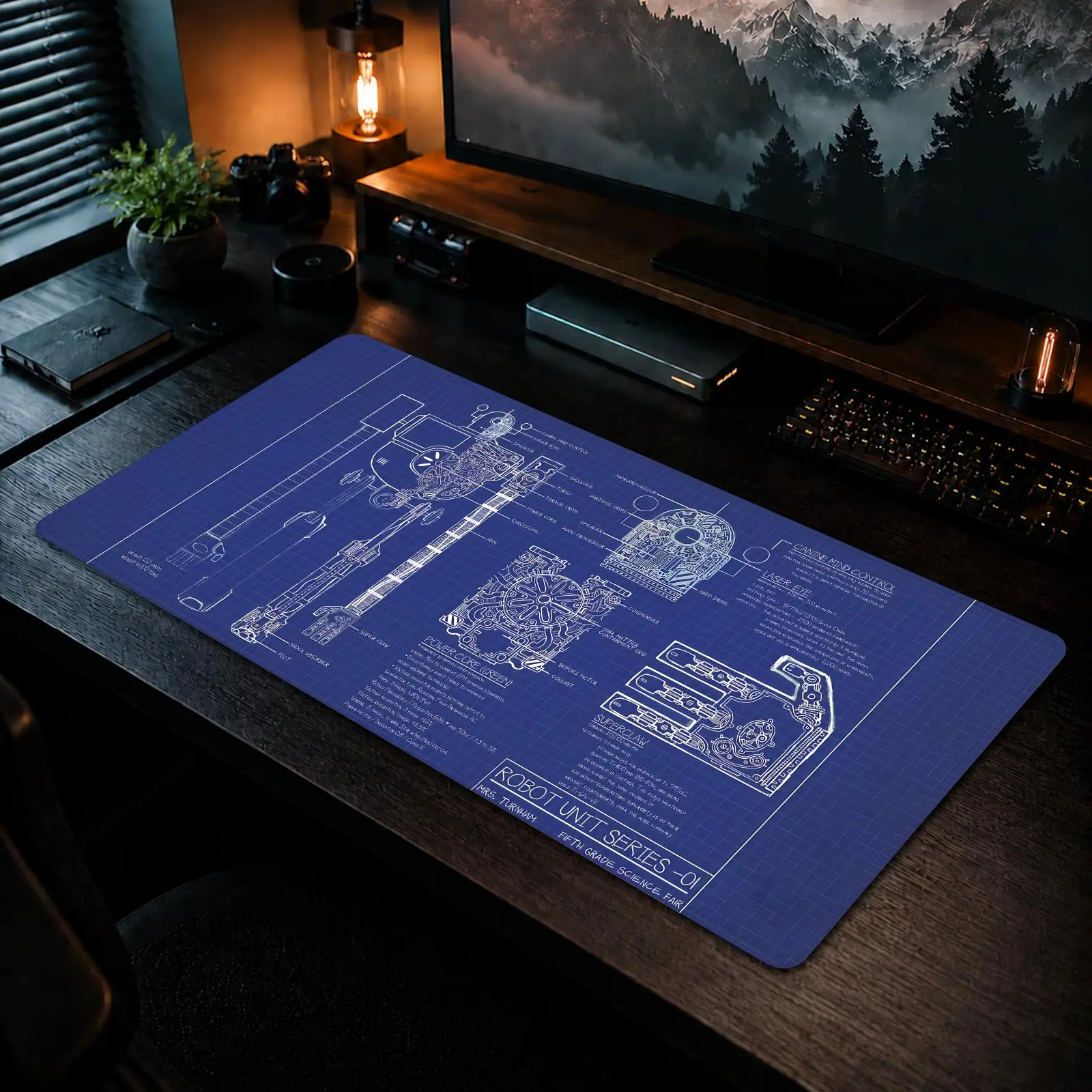 Steam Blueprint Mouse Pad Gaming office Non-slip Desk Mat Diy Mousepad Large Game Keyboard overlock