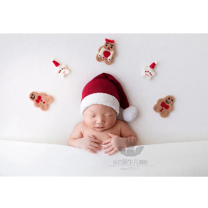 Newborn Photography Props Christmas Wool Felt Doll Santa Claus Snowman Snowflake Tree Stars Fotografia Baby Photo Accessories