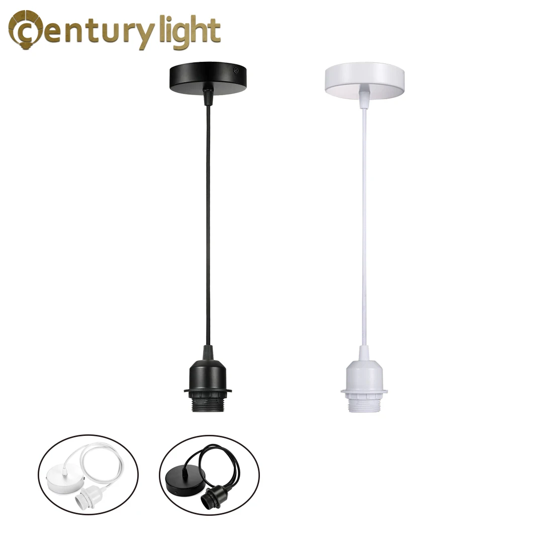 Led Base Pendant Lights Full Teeth E27 Lamp Holder Socket 110V 220V Black White Lamp Base for Home Lighting Bulb