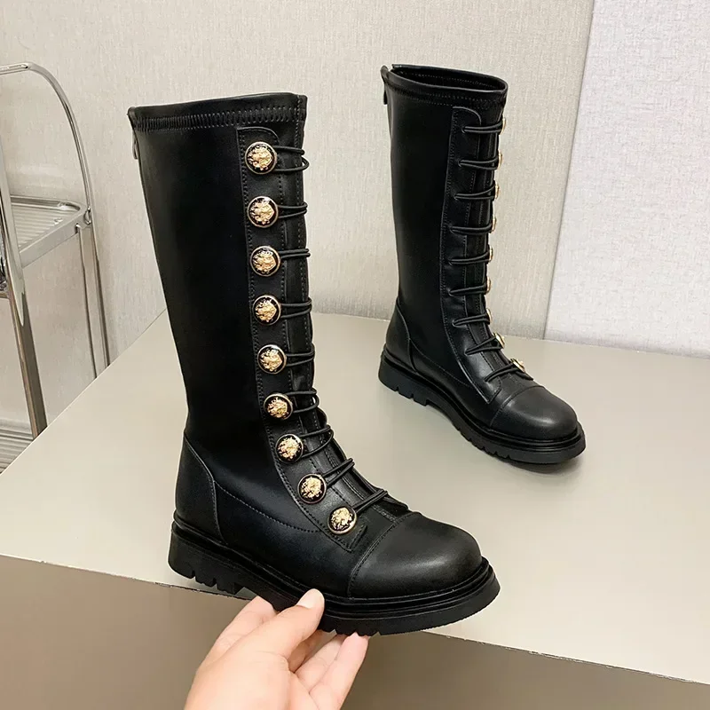 

Girl's High-Top Boots, Children's Long Knee Boots, New Design Big Kid's Single Boots, 2025 Girls' Tall Leather Boots