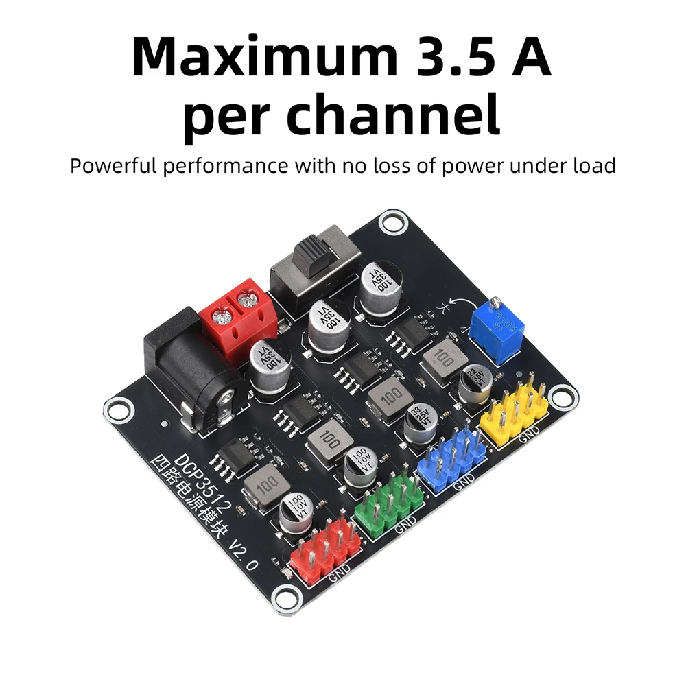 DC-DC Step down Power Module 6V–30V to 0.9V–29.6V adjust output 4-channel DCP3512 independent Buck Converter Volt Regulator 3.5A