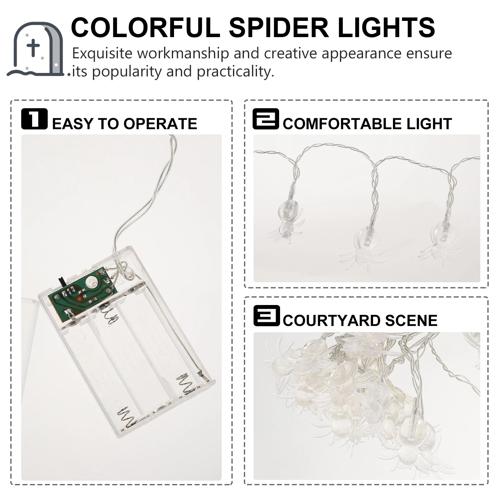 

Decoration Colorful Spider String Lights Shape LED Halloween Colored Party Supply Layout Decorative