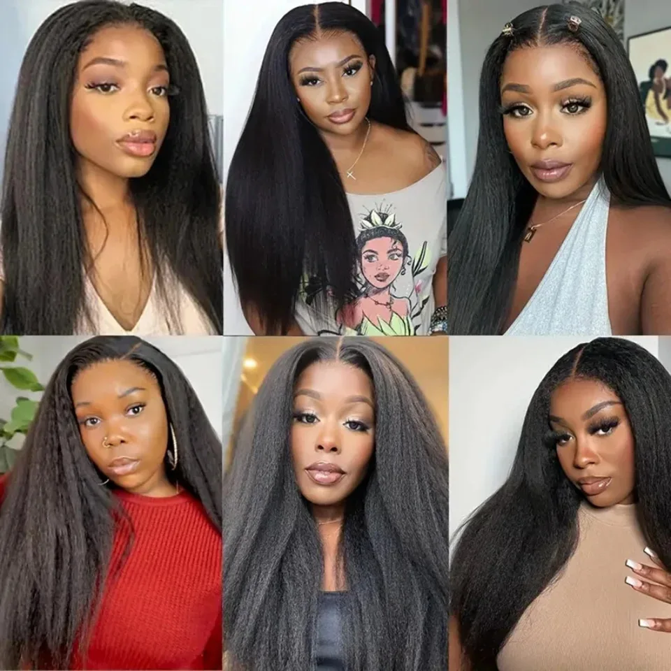 Glueless Wigs Kinky Straight 13x4/13x6 HD Lace Frontal Human Hair Wigs Ready To Wear Yaki Straight 5x5 Lace Closure Wigs