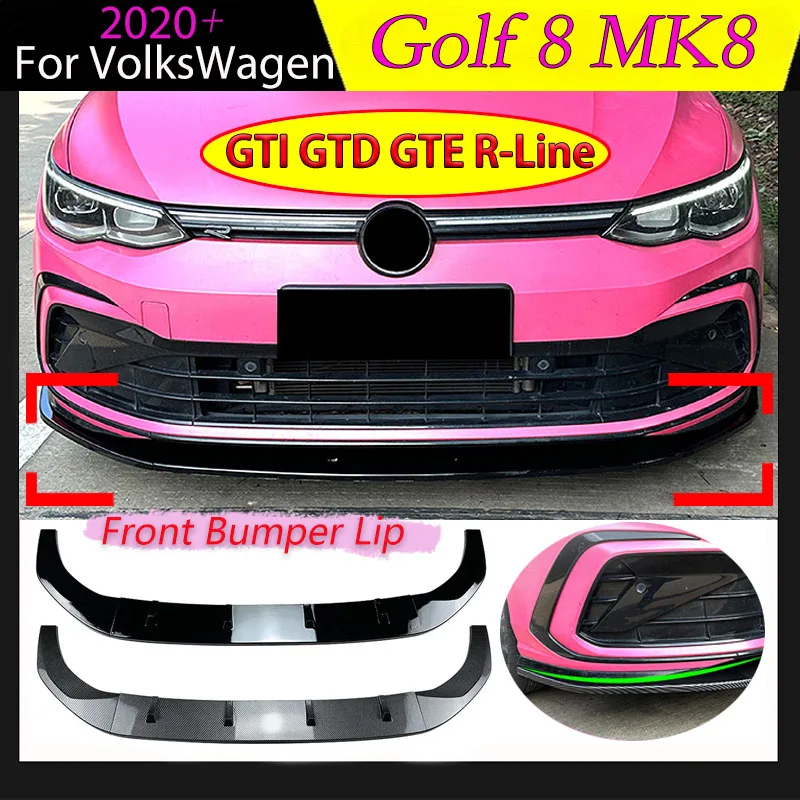 

Front Bumper Lip Spoiler for VolksWagen VW Golf 8 MK8 GTI GTD GTE R-Line 2020 2021 2022 2023+ Lower Splitter Blade Body Kit