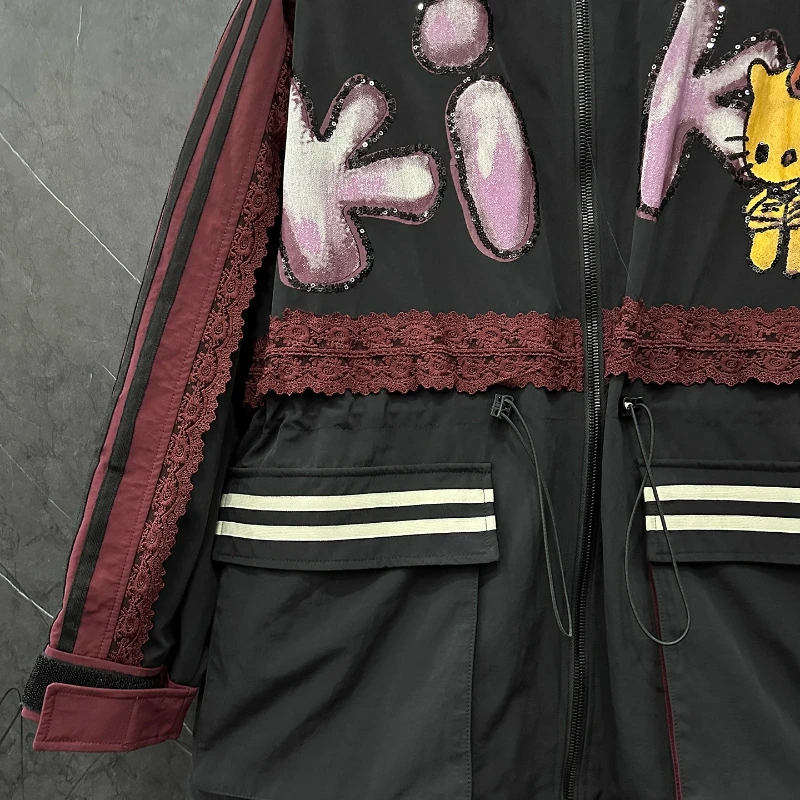 2025 Autumn Winter New Heavy Industry Cartoon Y2k Hooded Jacket For Ladies Loose Casual Age-Reducing Long-sleeves Top Jaquetas