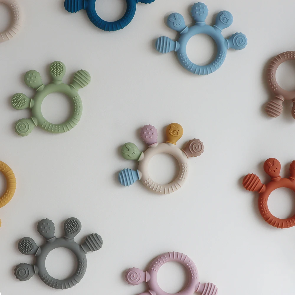 Erduo Silikon-Baby-Beißring, Angstzustände, Zahnspielzeug, 0–12 Monate, Kauperlen, sensorischer Zahnfleischentlastung, Schnuller – Detail 15