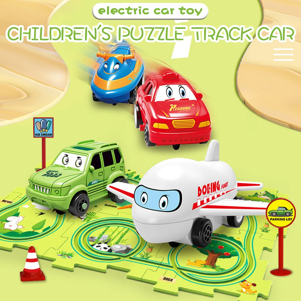 DIY Assembling Electric Track Car Toys Puzzle Track Play With Vehicles Birthday Gift