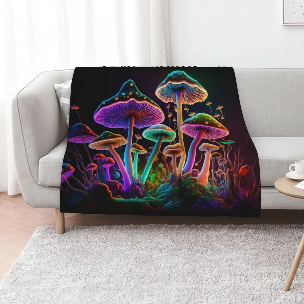 Glowing Psychedelic Mushrooms Throw Blanket funny gift Winter beds Polar Kid'S Blankets For Bed for babies Blankets