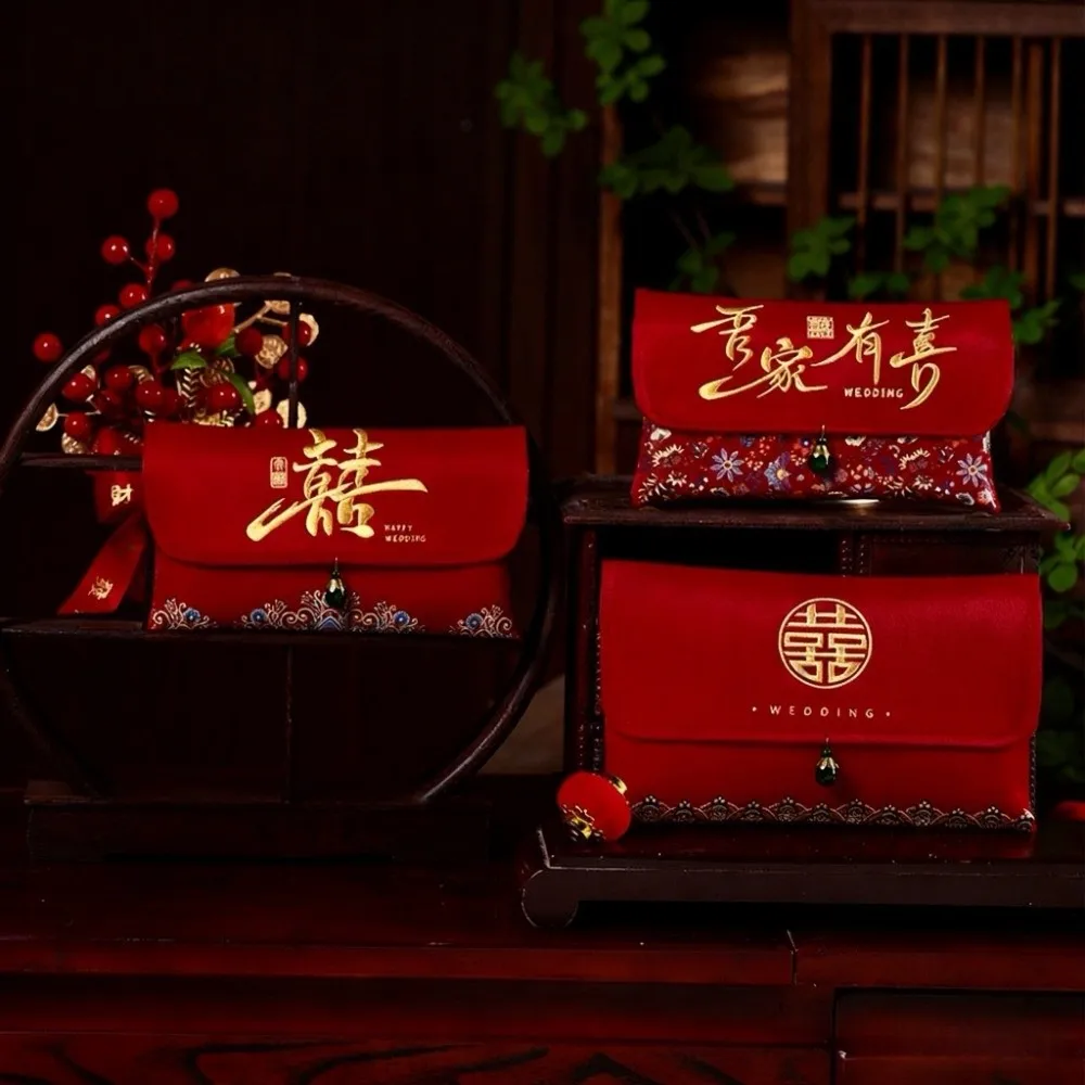 أنماط متعددة الزفاف التطريز المال جيب شرابة تصميم أطيب التمنيات الديباج المغلف الأحمر هونغباو حسن الحظ نعمة حقيبة #2