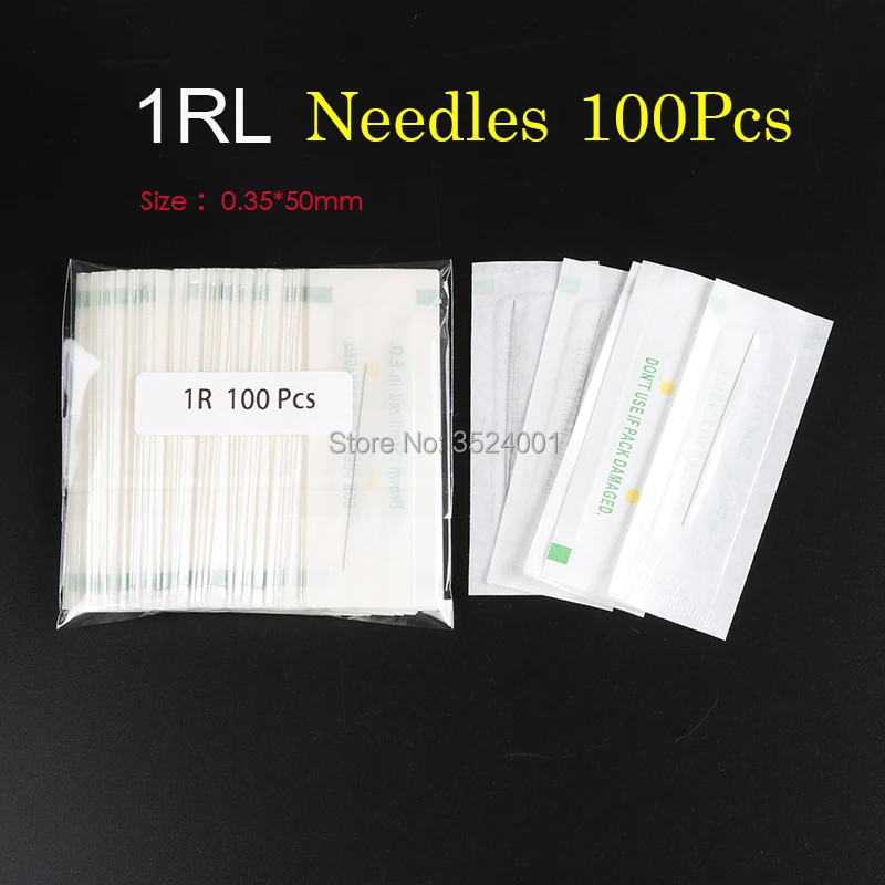 Tattoo Needles 1RL Disposable Sterilized Professional For Tattoo Eyebrow Pen Machine Permanent Makeup Kit 100pcs  Tips 1RT