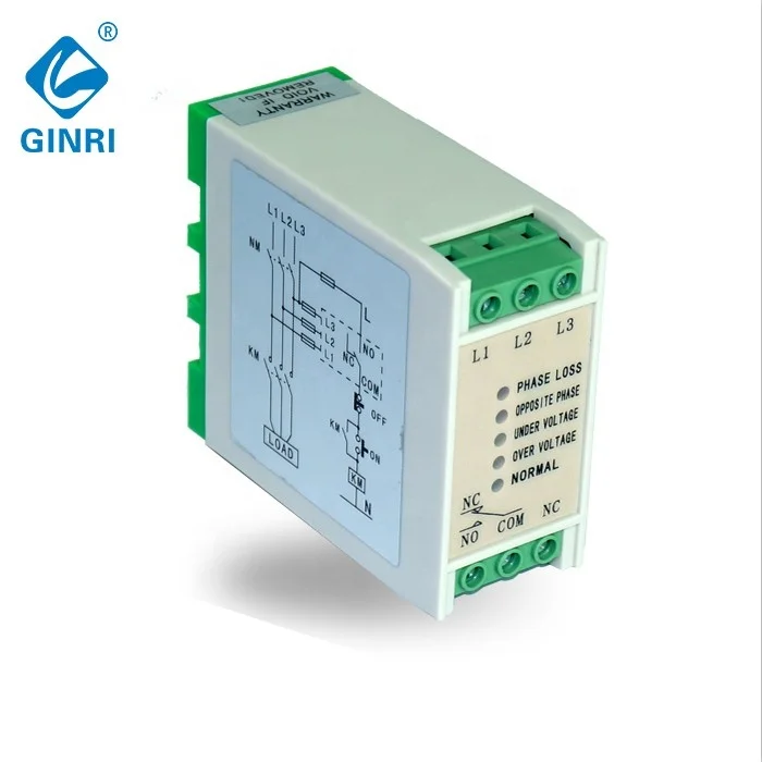 2PCS GINRI 380V 3-Phase Voltage Monitoring Relay Phase Loss Phase Secquence Voltage Protector