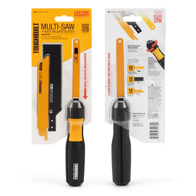 TOUGHBUILT TB-H4S3-22-CX Multifunction Hand Saw Quick-release Blade Ergonomic Grip for Wood Cutting DIY Construction Home Repair