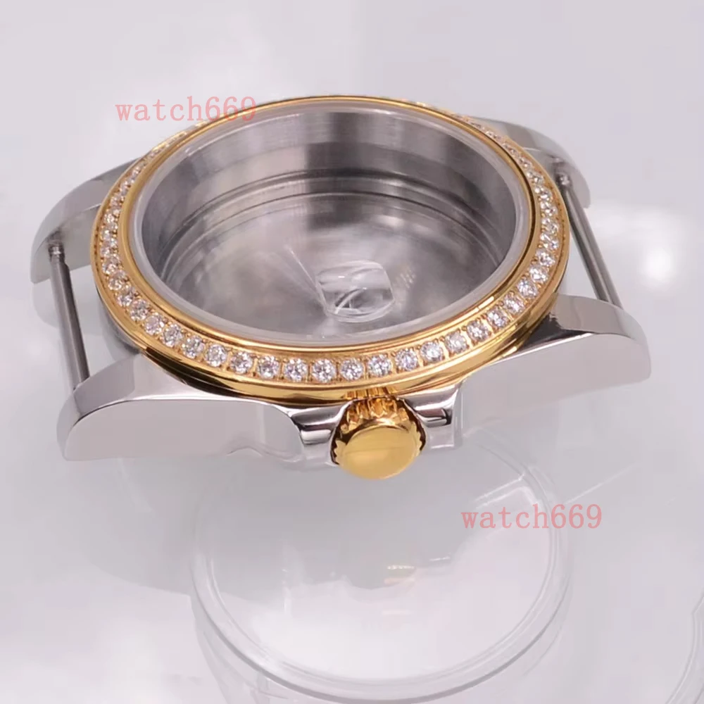 40mm Golden Sapphire Glass Watch Case Fit NH35 NH36 PT5000 ETA2824 ST2130 Movement